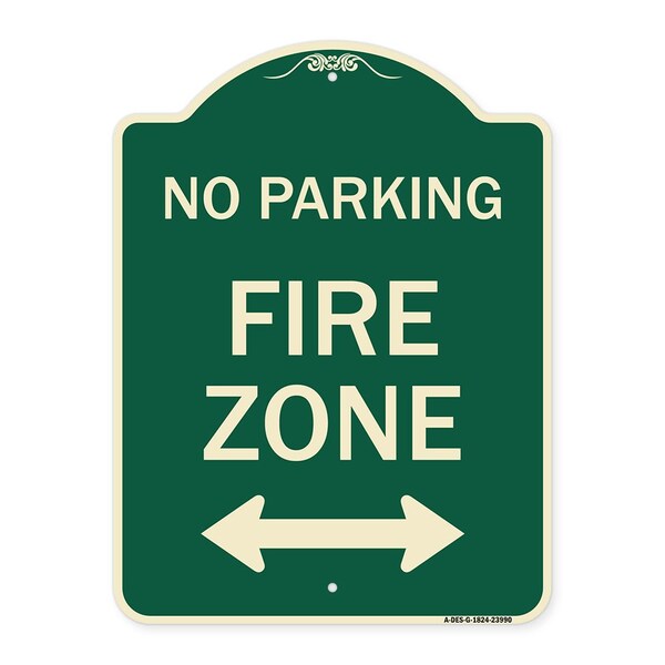 Fire Lane with Bidirectional Arrow Heavy-Gauge Aluminum Architectural Sign, 24" x 18", G-1824-23990